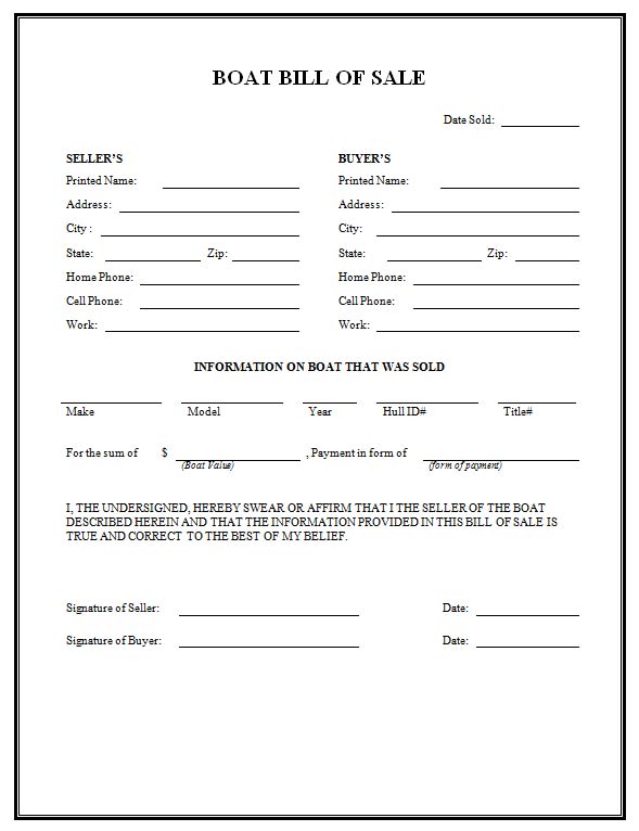 Boat Bill Of Sale