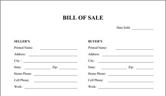 general bill of sale bill of sale for car