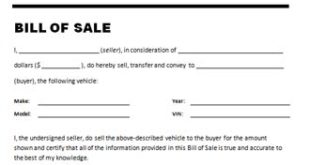 Car Bill Of Sale Template