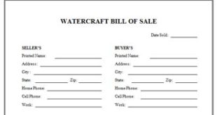 Watercraft Bill Of Sale