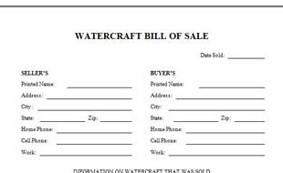 Watercraft Bill Of Sale