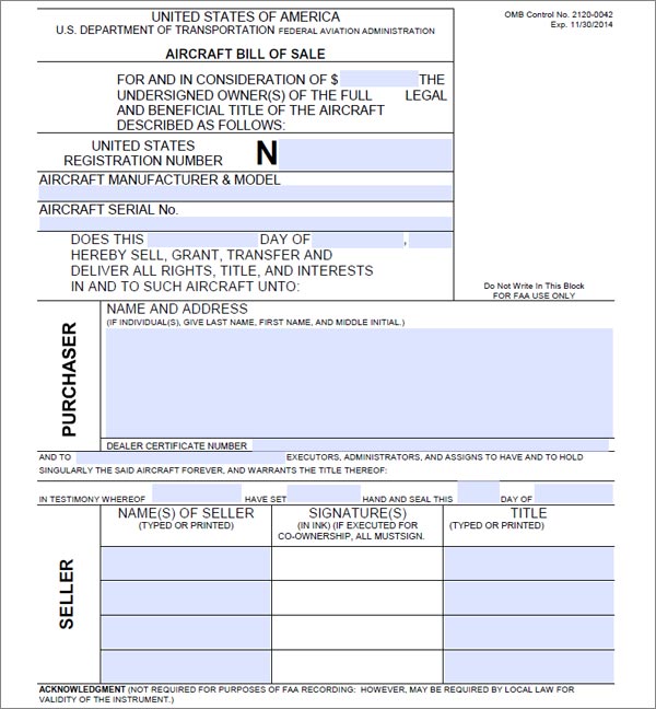 Aircraft Bill of Sale