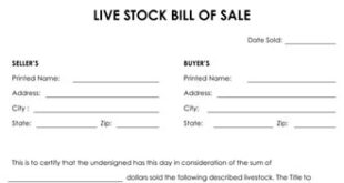 Livestock Bill Of Sale