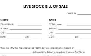 Livestock Bill Of Sale