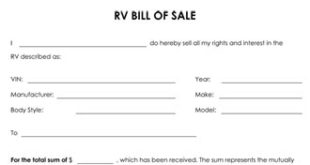 RV Bill Of Sale
