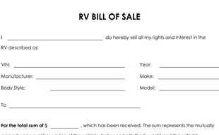 RV Bill Of Sale