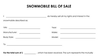 Snowmobile Bill Of Sale