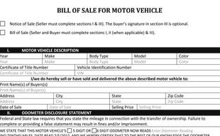 Automotive Bill of Sale