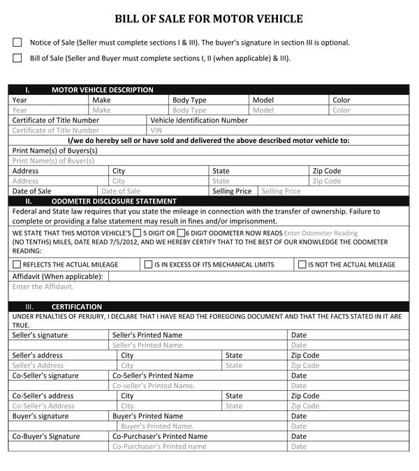 Automotive Bill of Sale