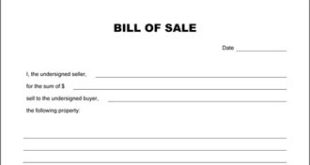 Blank Bill Of Sale Form