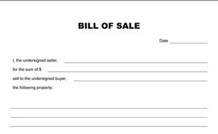 Blank Bill Of Sale Form