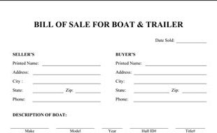 Boat Trailer Bill Of Sale