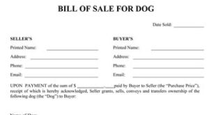 Dog Bill Of Sale