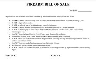 Firearm Bill Of Sale