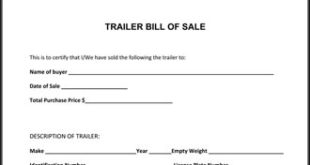 Trailer Bill Of Sale