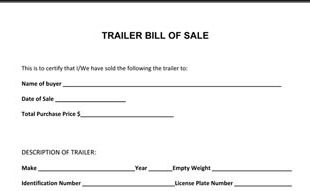 Trailer Bill Of Sale